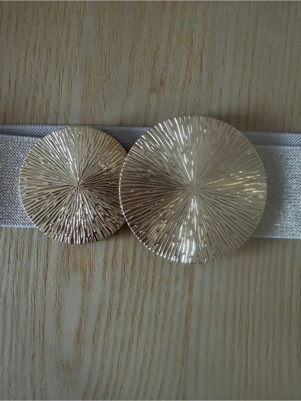 Elastic Waist Belt Set with Gold Accent Buckles - Neutral Tones